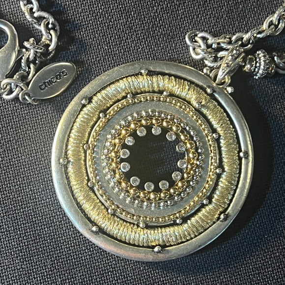 Chico's Jewelry - Vintage Chico’s Silver and Gold Concentric Necklace